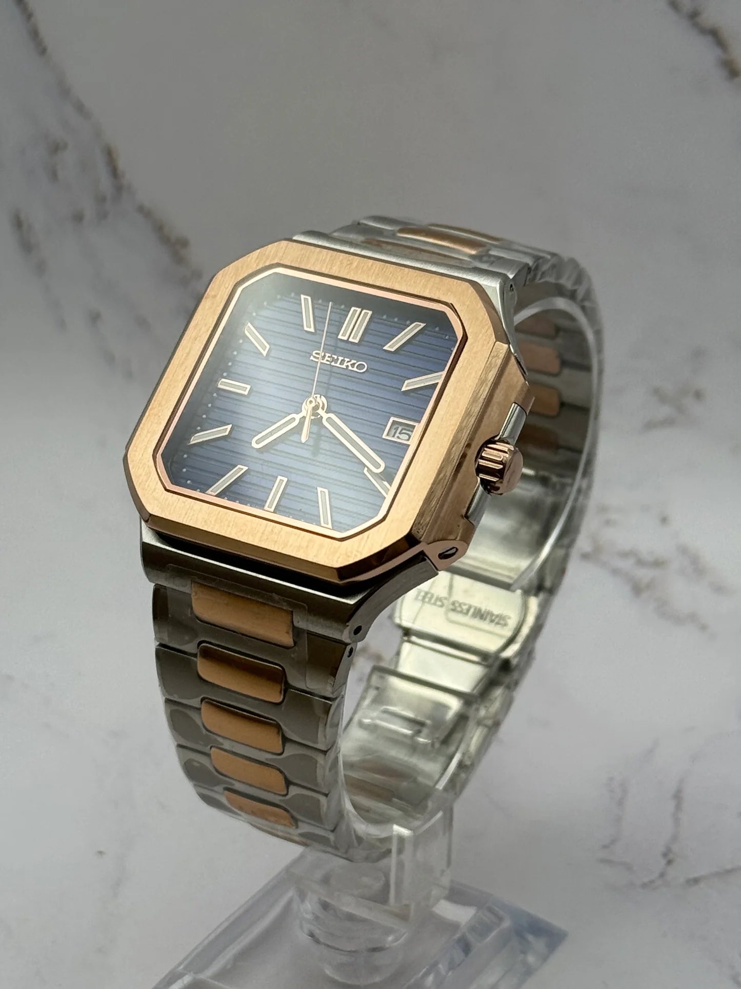 Cube - Blue Rosegold Twotone