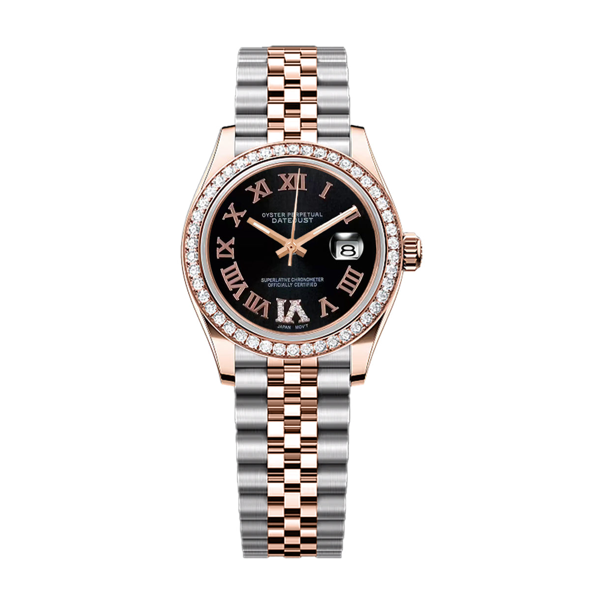 Date Lady - Black Roman Rosegold Diamond Twotone