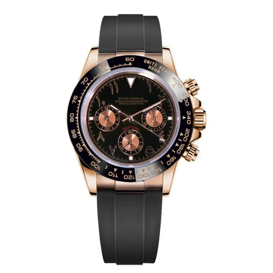Daytona - Rosegold Black Rubber Arabic