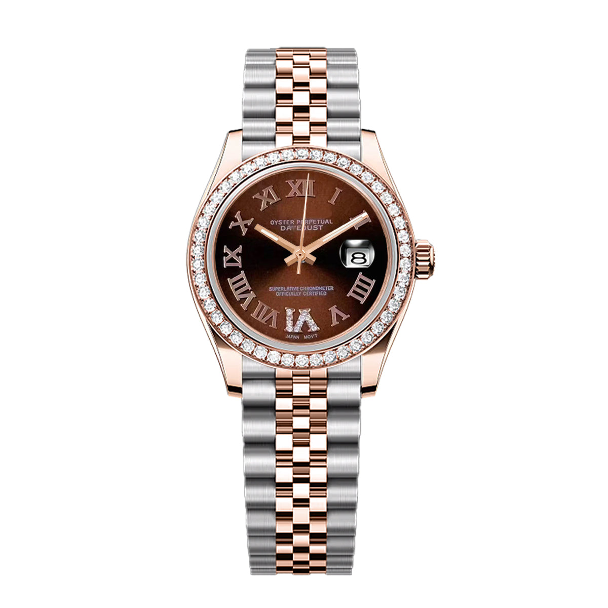 Date Lady - Bronze Roman Diamond Rosegold Twotone